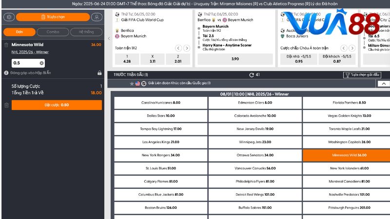 Chỉ cần nhận chọn vào trận đấu bạn muốn bet là anh em có thể vào kèo ngay lập tức